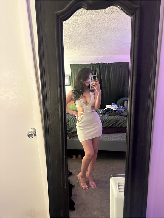 Dresses & Skirts - XS Cream White Crochet Cutout Halter Mini Dress